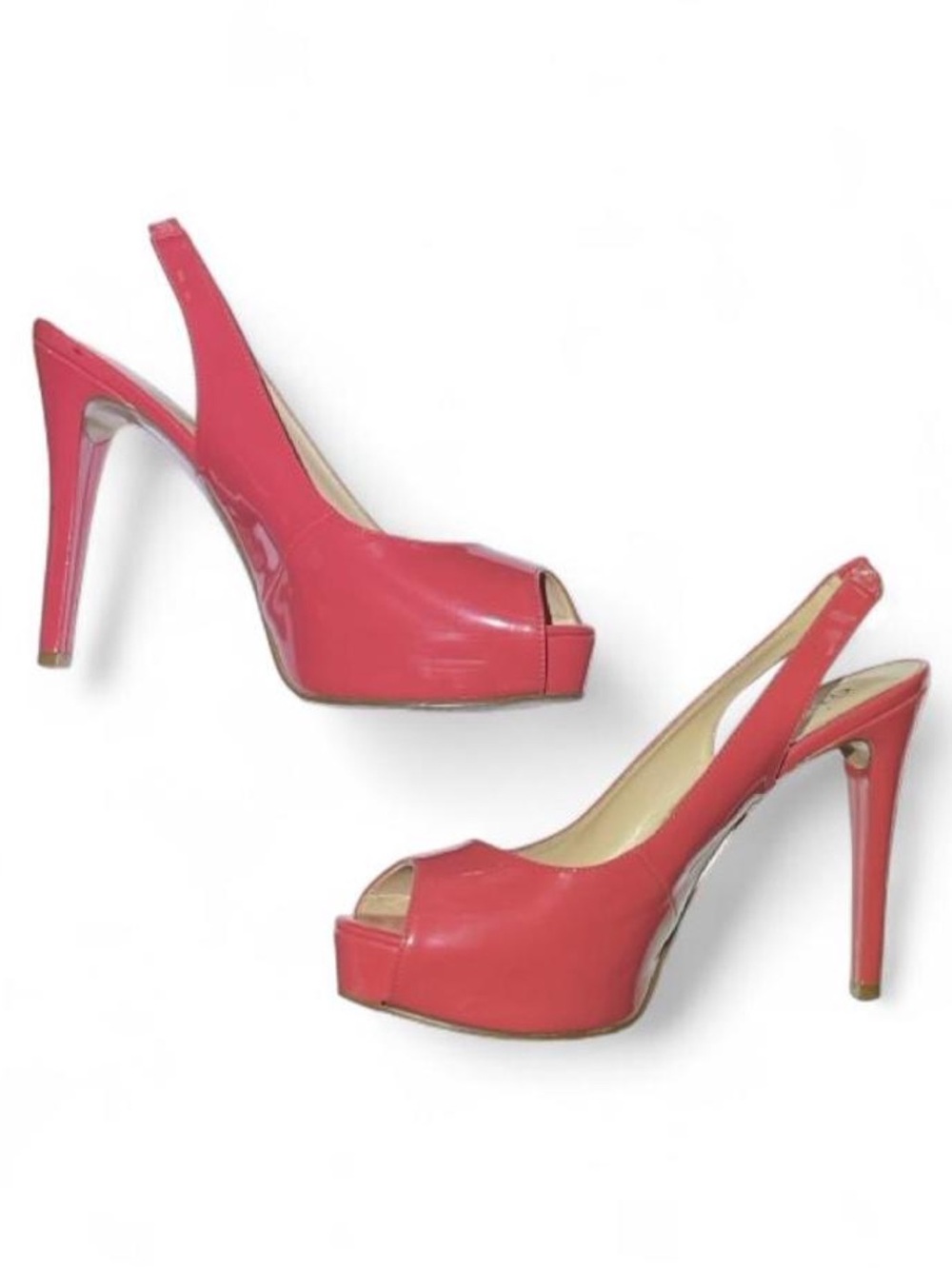 GUESS Coral Patent Peep-Toe Slingback Heels